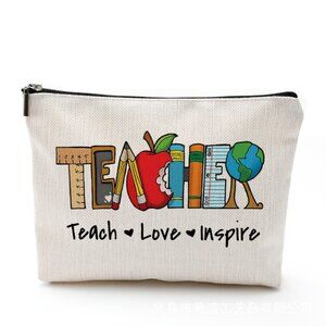 Cotton Linen Zippered Cosmetic Bag